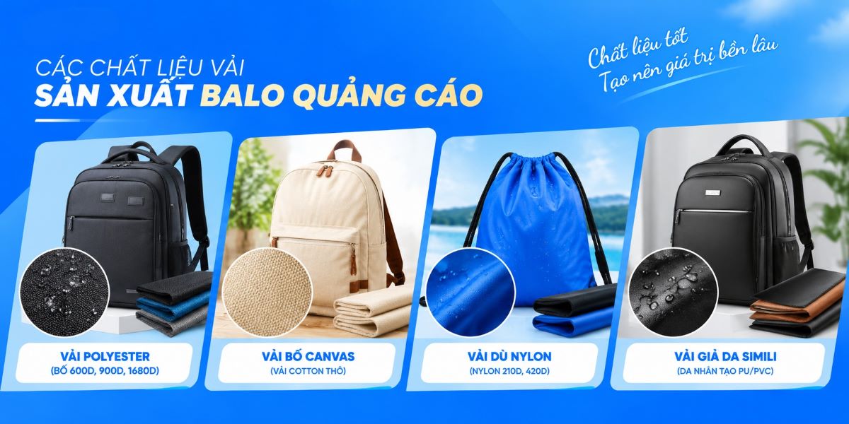 các chất liệu vải sản xuất balo quảng cáo