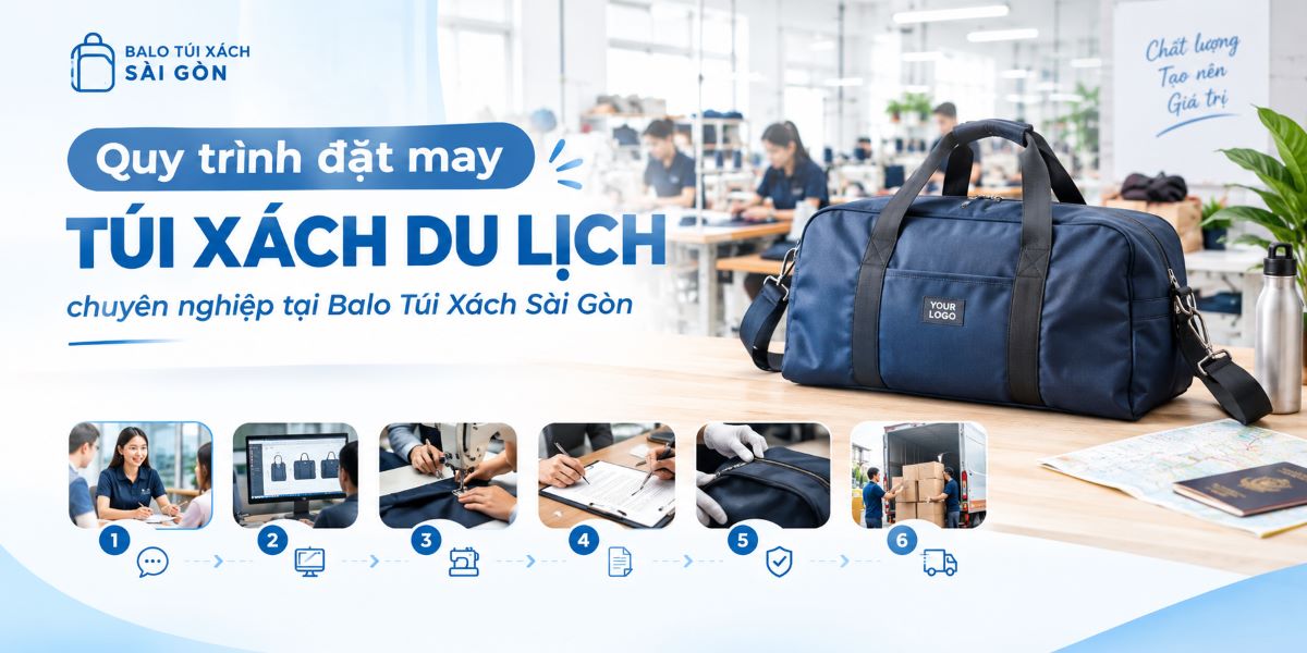 quy trình may túi xách du lịch