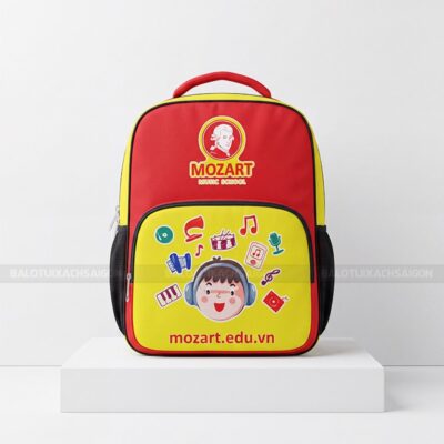 Balo mầm non giá rẻ đẹp màu vàng phối đỏ 1