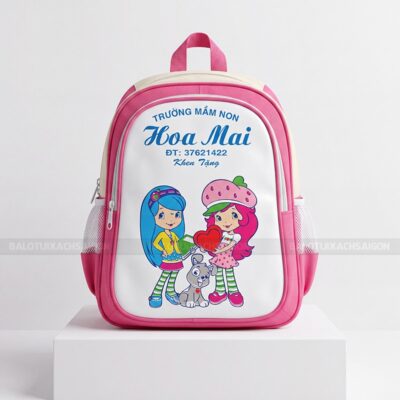 May balo mầm non Hoa Mai logo in pet 1