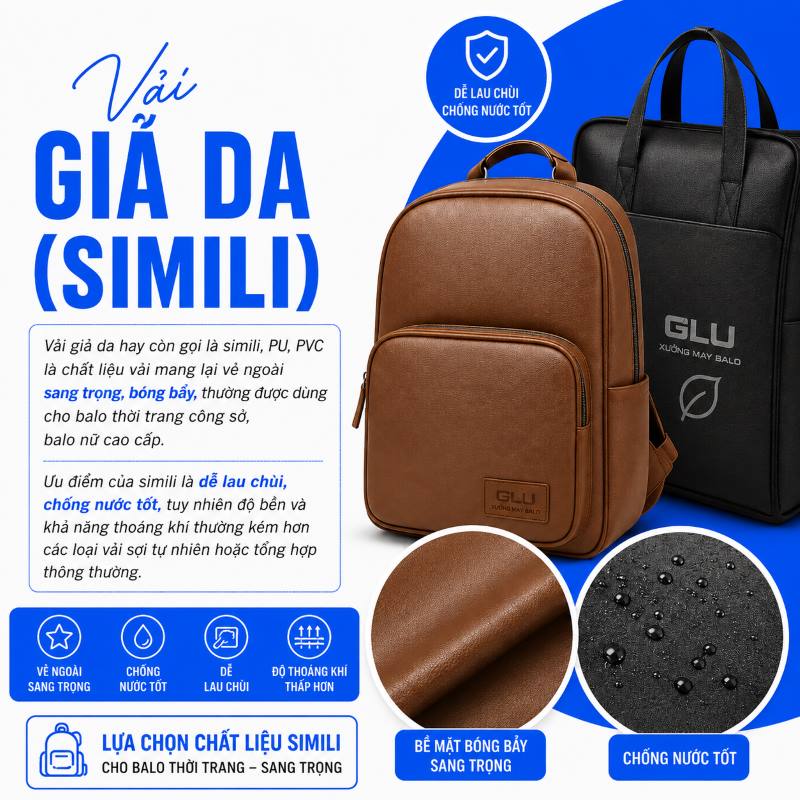 vải giả da simili may balo