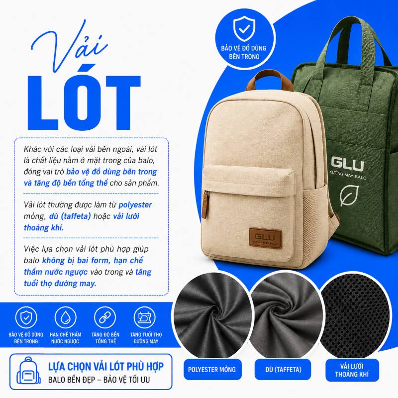 vải lót may balo